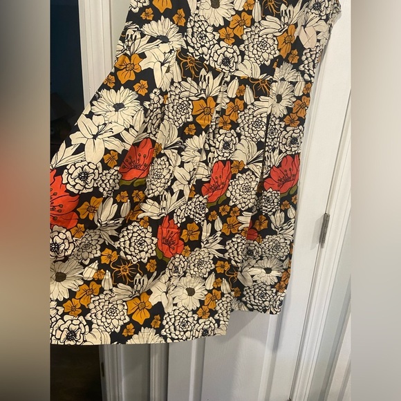 NWT Apsara Size XL Navy Blue Cream Sleeveless Side Zip Cotton Cosmos Midi Dress - Picture 3 of 10